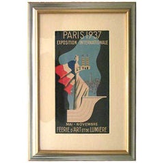 Vintage 1937 Paris Expo French Art Deco Poster by Villemot et Bouissoud