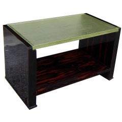 FRENCH ART DECO MACASSAR EBONY AND GLASS COFFEE TABLE