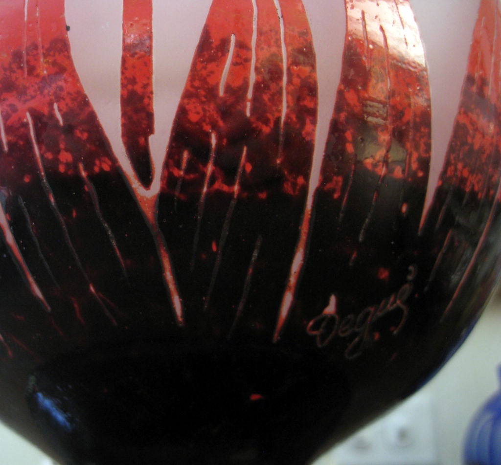 Degue French Art Deco Cameo Glass Vase