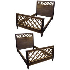 Pair Jacques Adnet French Art Deco Beds