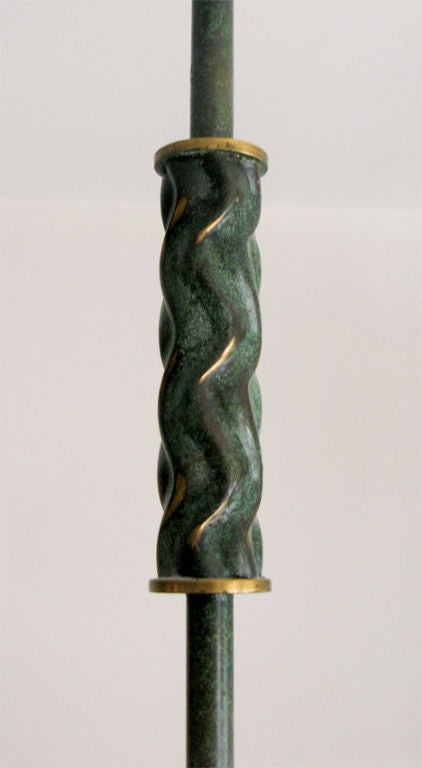 Bronze Elegant Swedish Art Deco bronze fixture in patinated bronze.