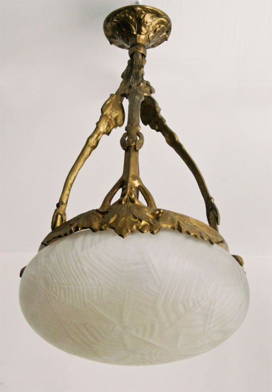 Alice Nordin Art Nouveau chandelier by Bohlmarks, Sweden In Excellent Condition In New York, NY