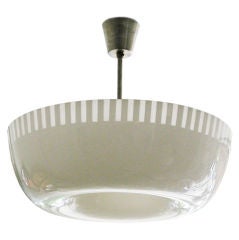 Swedish Art Deco Bohlmans fixture with large white glass shade.