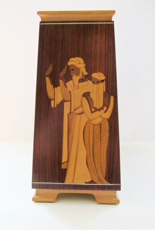 20th Century Swedish Art Deco mantel clock from Mjolby Intarsia, Anders Lindner