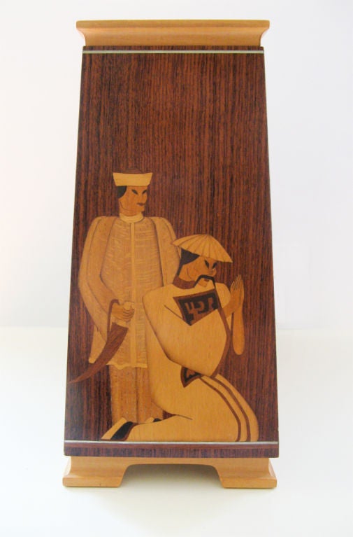 Swedish Art Deco mantel clock from Mjolby Intarsia, Anders Lindner 1