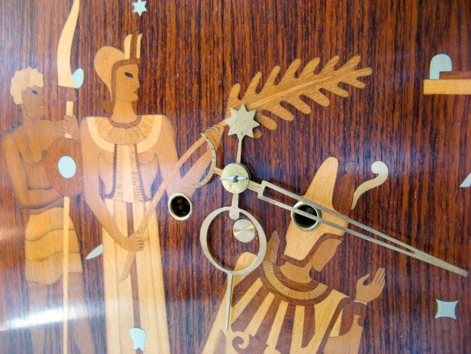 Swedish Art Deco mantel clock from Mjolby Intarsia, Anders Lindner 2