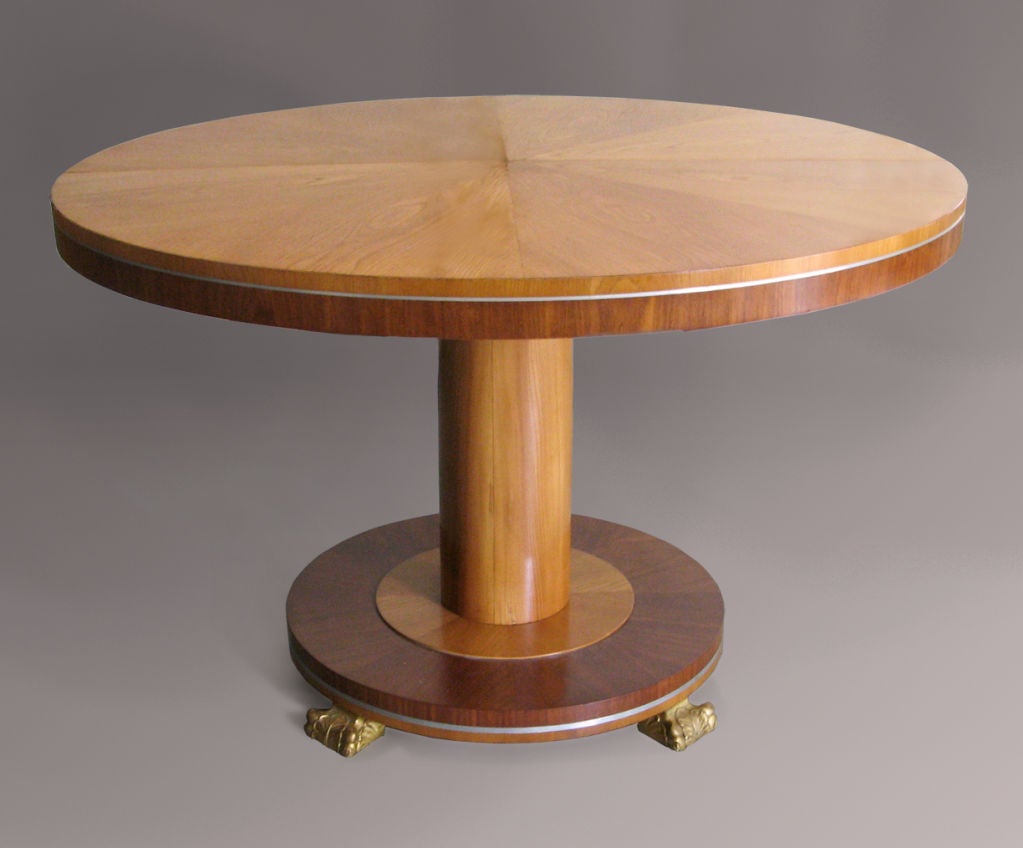 Very rare, Carl Bergsten Swedish Art Deco pedestal dining table.