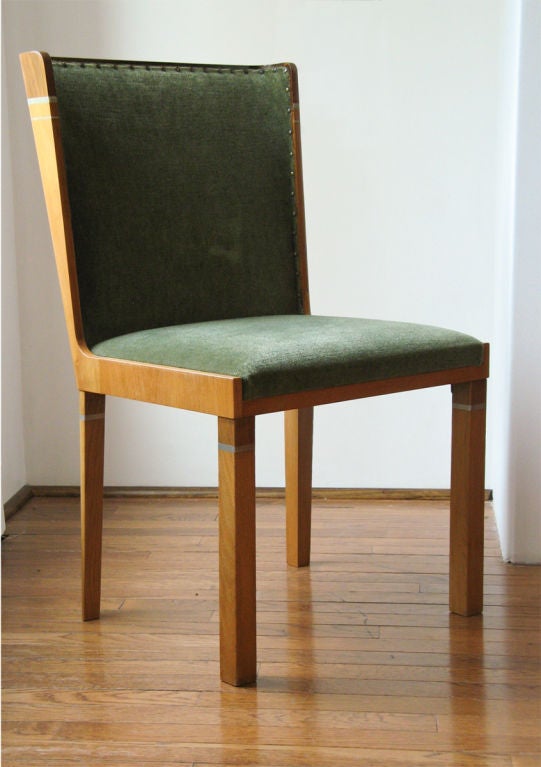 20th Century Rare set of 6 Swedish Art Deco dining chairs by Carl Bergsten.