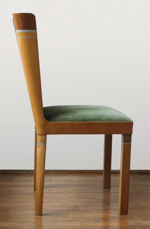 Elm Rare set of 6 Swedish Art Deco dining chairs by Carl Bergsten.