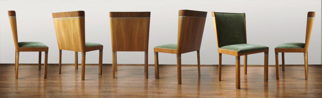 Rare set of 6 Swedish Art Deco dining chairs by Carl Bergsten. 3