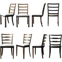 8 Erik Chambert Swedish art deco dining chairs two styles.
