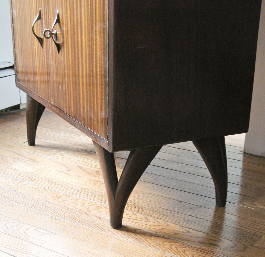 Mahogany Scandinavian mid-century mahogany bar cabinet drop front table.