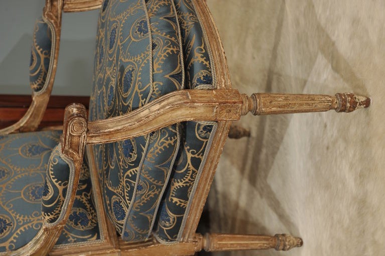 Wood Pair of Louis XVI Painted Fauteuils