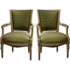 Pair of painted French Directoire fauteuils