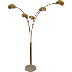 Brass Standing Arc Lamp with Marble Base