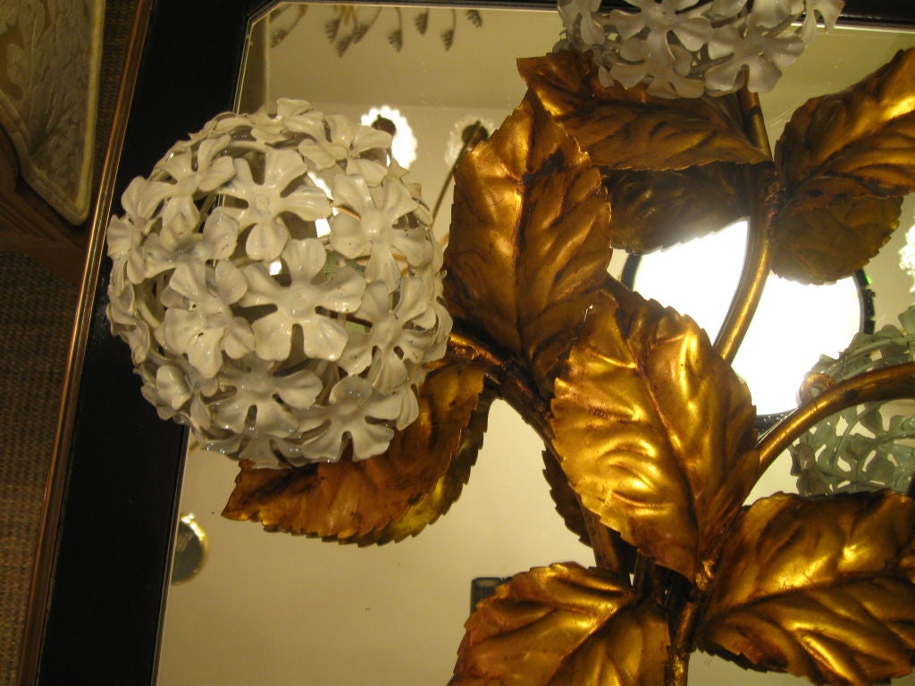 Italian Pair of Hydrangea Sconces