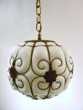 Murano Milk Glass and brass hanging ceiling fixture