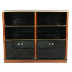 Black Lacquer with Burled wood Bookcase / Media Center