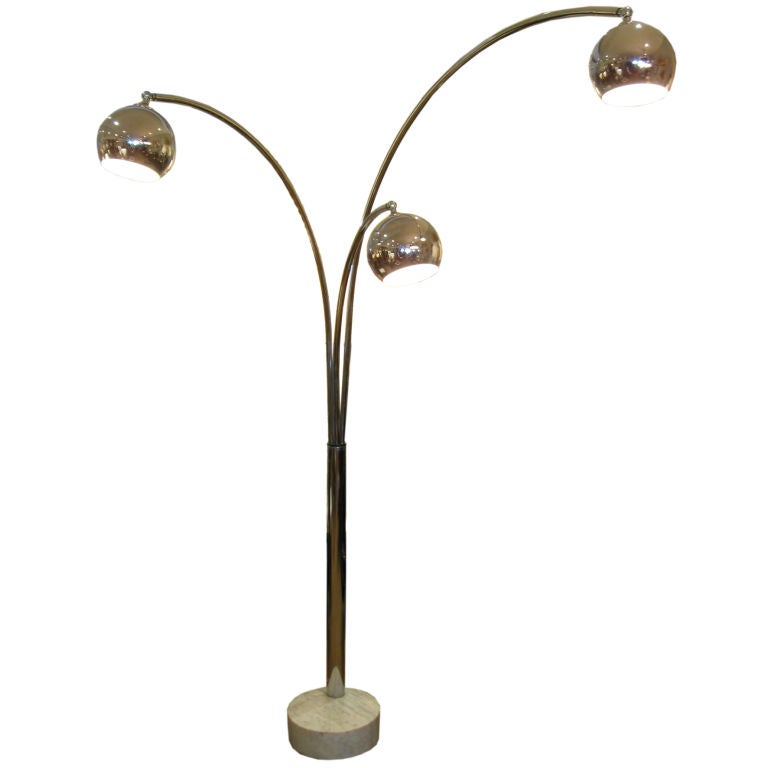 Chrome Arc Lamp With Marble Base at 1stDibs