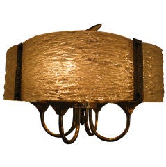 Brass and Crystal Chandelier/ Ceiling Fixture By Moe Lighting