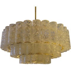 Three Tier IItalian Glass Tube Chandelier By De Majo