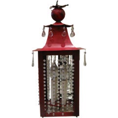 Tole Pagoda Lantern  Light With Crystals
