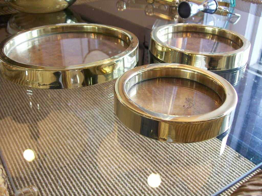 Gabriella Crespi Set of Three Brass Bottle Coasters - SIGNED