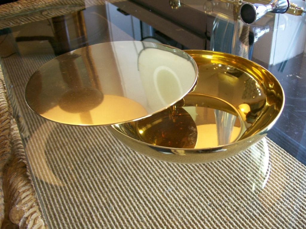 Gabriella Crespi Covered Brass Bowl w/ Gliding Top (Signed)