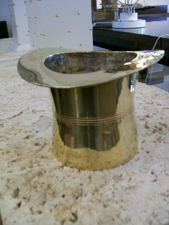 American Magician's Top Hat Planter in Polished Brass
