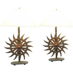 Vintage Pair of Sculptural & Rustic ElementsTable Lamps