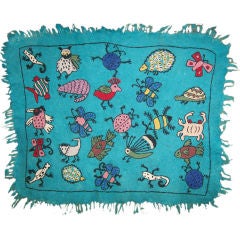 Kashmir Whimsical Lamb's Wool Embroidered Tapestry/Carpet