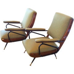 Pair of Vintage Italian Reclining Armchairs