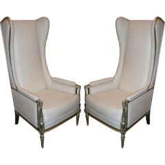 Pair Of Stunning Louis Style Tall Wingback Armchairs