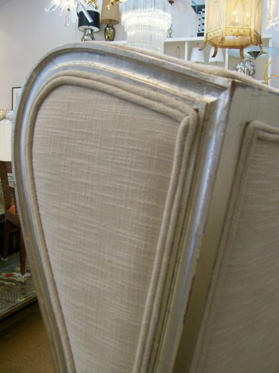 Linen Pair Of Stunning Louis Style Tall Wingback Armchairs