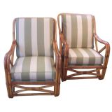 Pair of Vintage Bamboo Armchairs