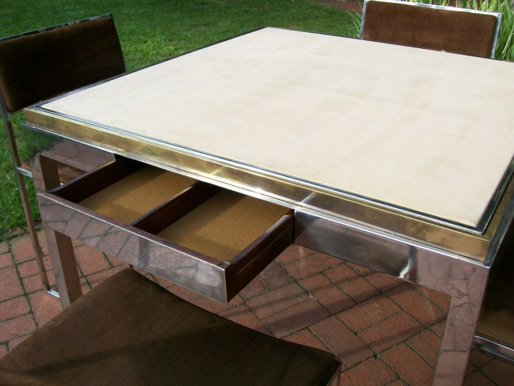 Late 20th Century Willy Rizzo SIGNED Card Table w/ Flip Top to Backgammon Table
