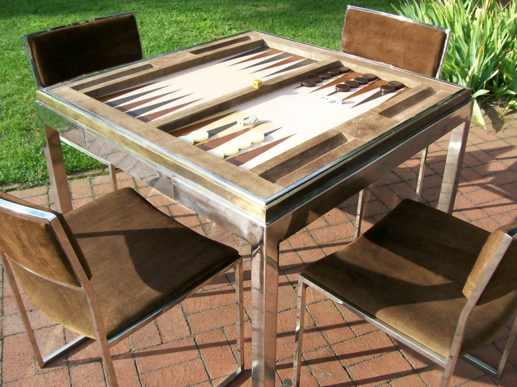 Willy Rizzo SIGNED Card Table w/ Flip Top to Backgammon Table 4