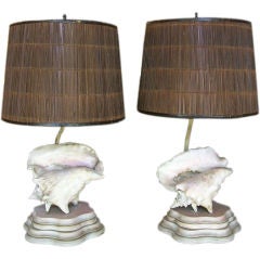 Pair of Vintage Conch Shell Table Lamps