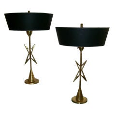 Pair of Polished Brass Rembrandt Table Lamps
