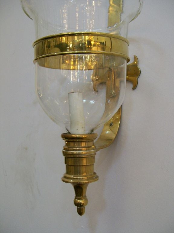 Pair of Large  Hurricane Lantern Wall Sconces
