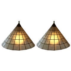 Pair of Capiz Shell Hanging Lights