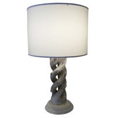 A Faux Bois Plaster Table Lamp