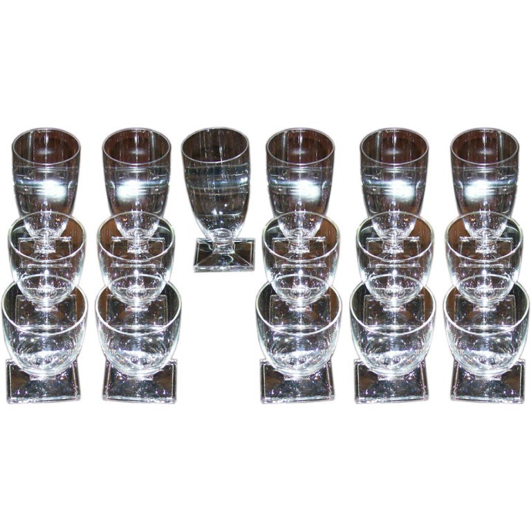 Set of Sixteen (16) American Art Deco Goblets by Heisey