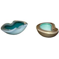 Pair of Fabulous Murano Bowls in Gold Fleck and Rich Tones