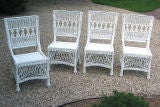 Antique MATCHING SET OF FOUR BAR HARBOR WICKER DINING CHAIRS