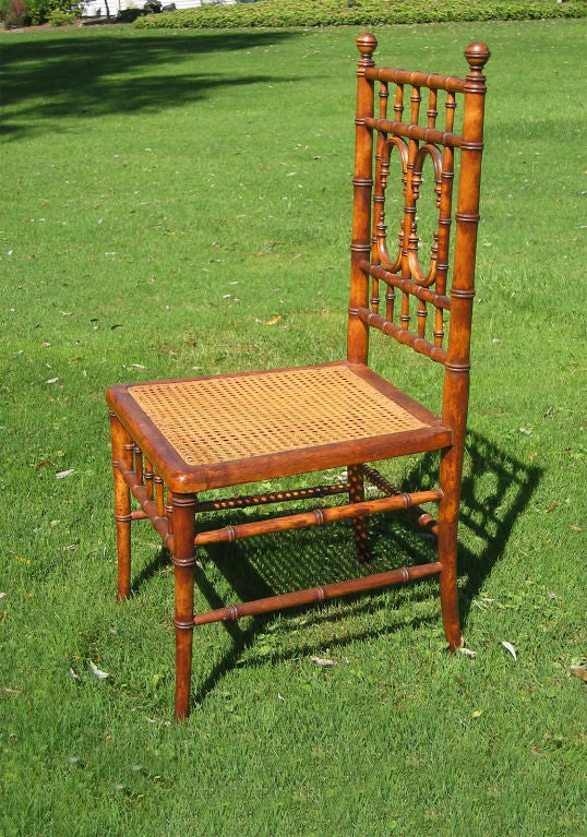 Cane Pair Faux Bamboo Side Chairs