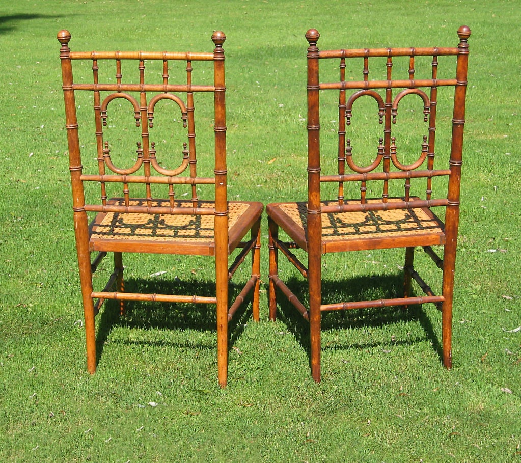 Pair Faux Bamboo Side Chairs 2