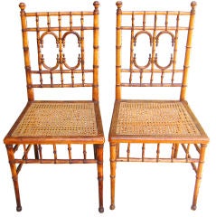 Pair Faux Bamboo Side Chairs