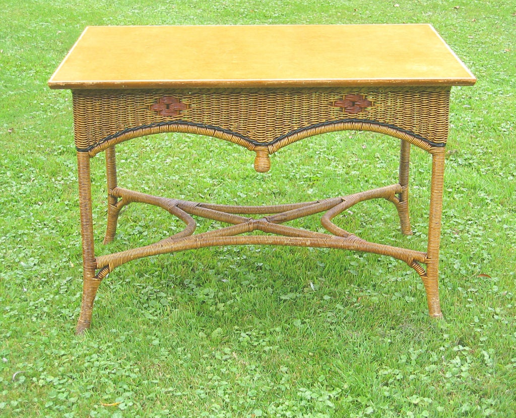 ART DECO WICKER CONSOLE TABLE
