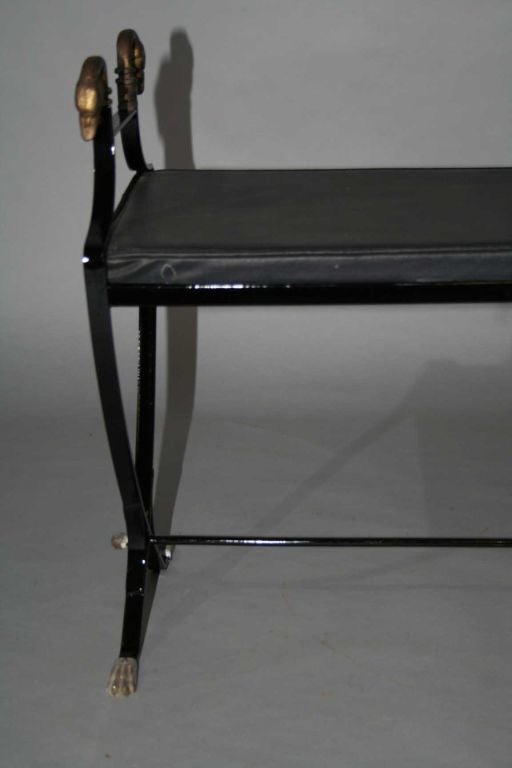 Metal Bench with Swan Decoration